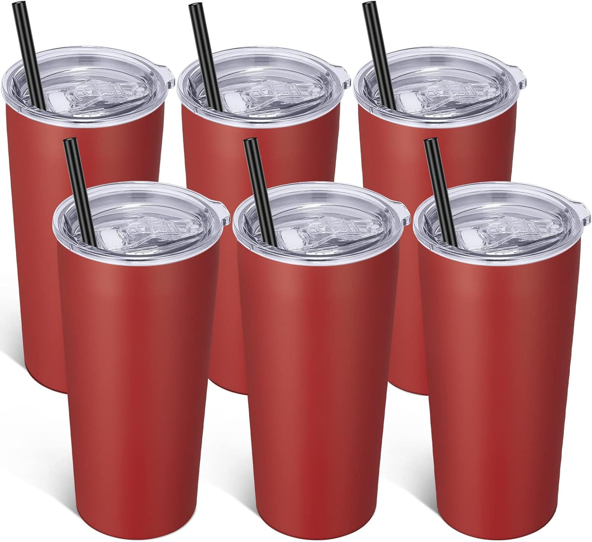 VEGOND 20oz Tumbler Bulk with Lid and Straw 6 Pack, Stainless Steel Vacuum Insulated Tumbler