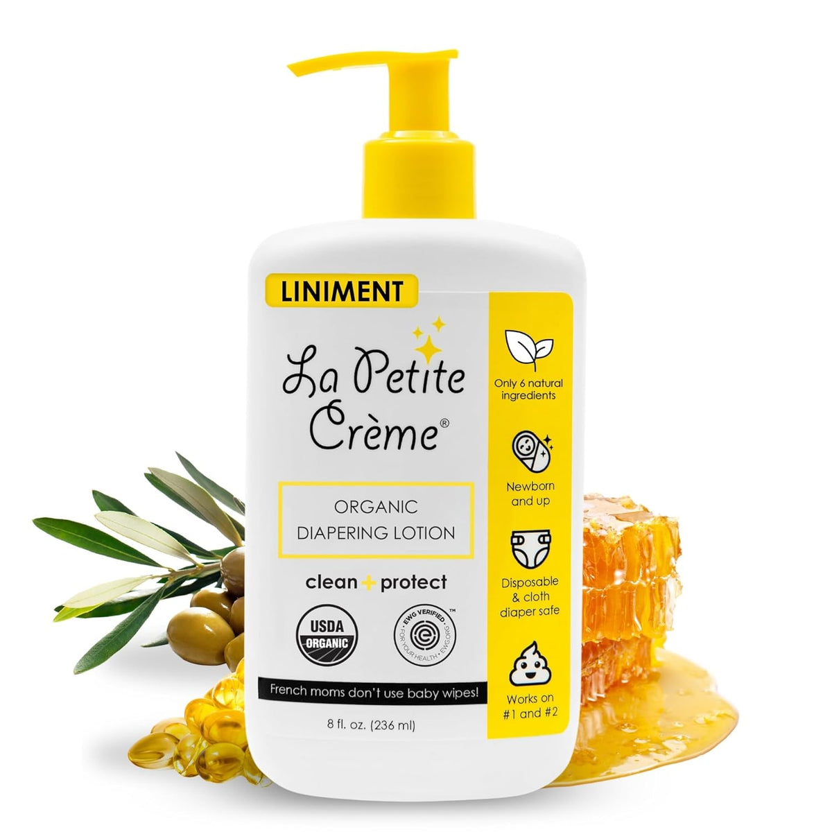 La Petite Creme French Premium Liniment Baby Lotion - Diaper Cream Alternative to Wet Wipes