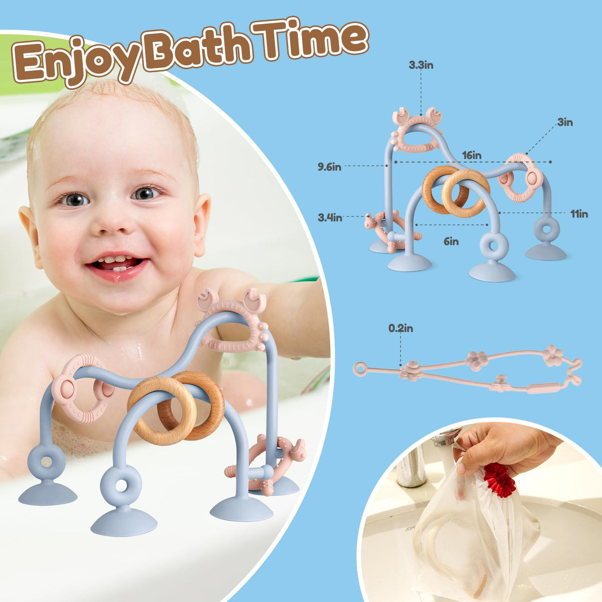 Baby Teething Relief Sensory Toys, High Chair Suction Cup Toy