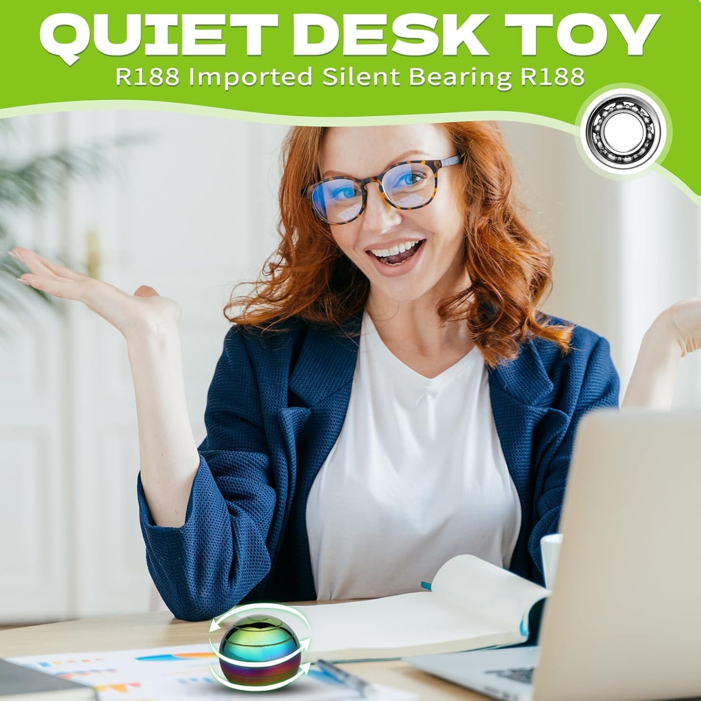 Kinetic Fidget Spinner Lumious Desk Toy for Kids Adults, Cool Optical Illusion Gadget Metal Stress