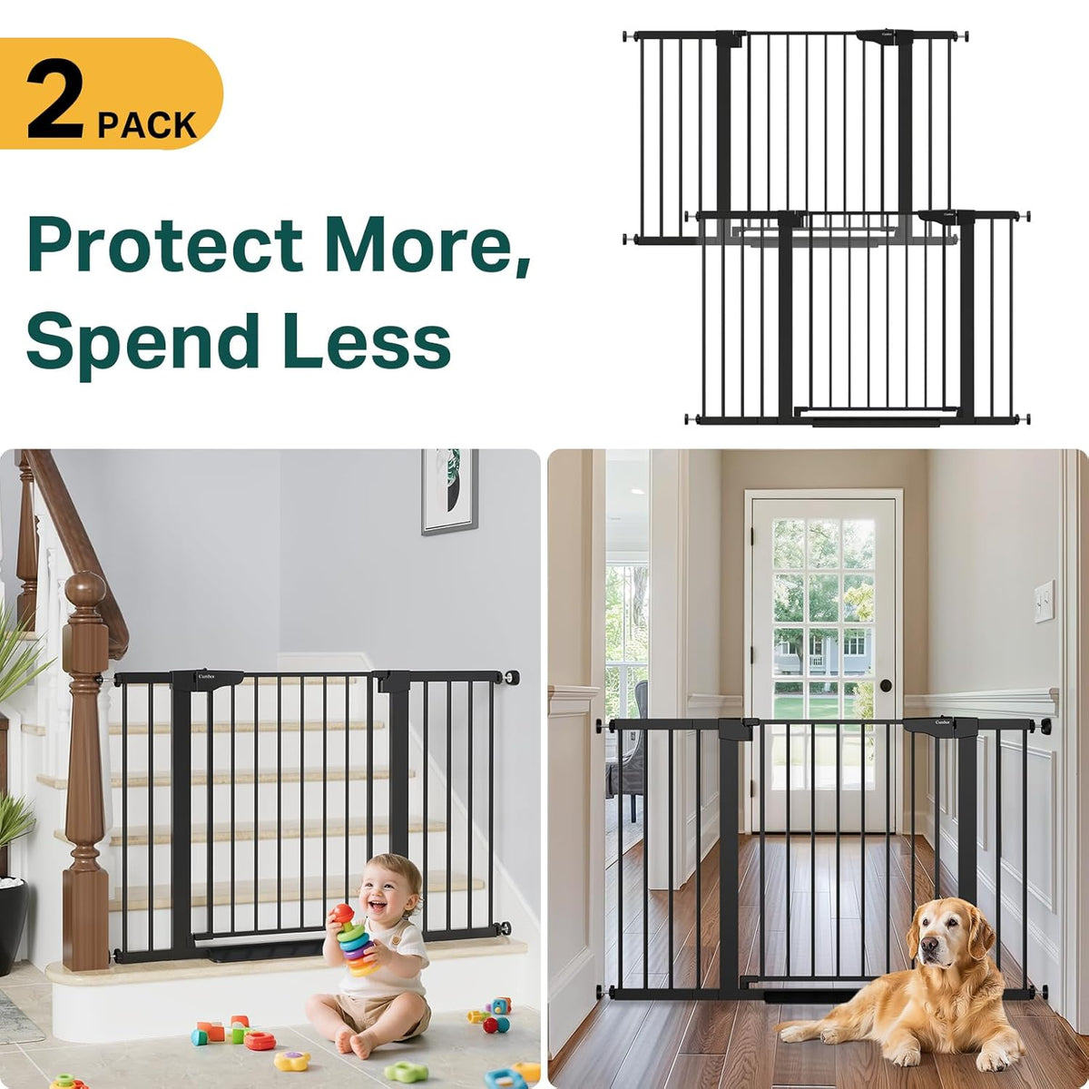 Cumbor 2 Pack 29.7"-48" Baby Gate for Stairs, Mom's Choice Awards Winner-Dog Gate for Doorways
