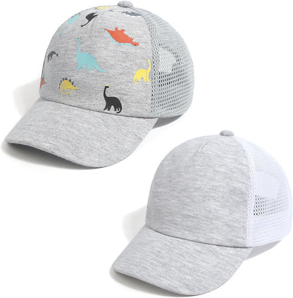 Duoyeree Toddler Baseball Cap Baby Cap Sun hat Print Dinosaur Pattern and Solid Color hat Kids boy