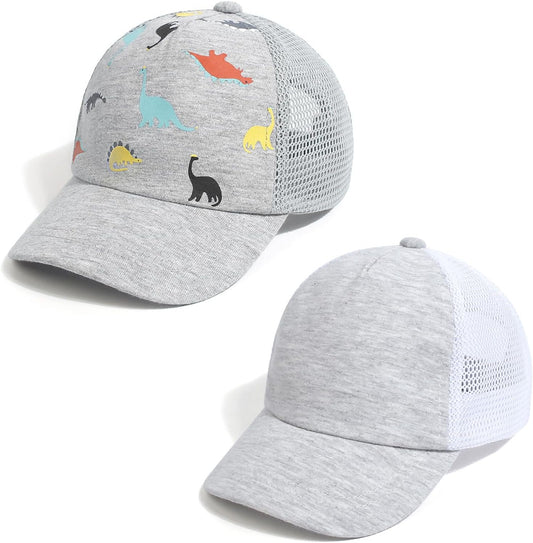 Duoyeree Toddler Baseball Cap Baby Cap Sun hat Print Dinosaur Pattern and Solid Color hat Kids boy