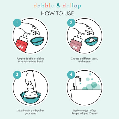 Dabble & Dollop Blueberry + Vanilla Body Wash & Shampoo – 3-in-1 Natural Bubble Bath for Kids, Made