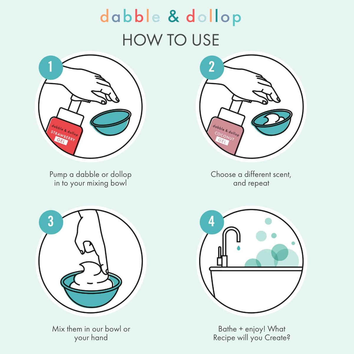 Dabble & Dollop Coconut + Vanilla Body Wash & Shampoo – 3-in-1 Natural Bubble Bath for Kids, Made