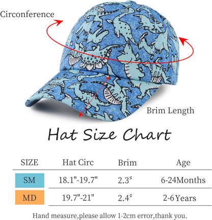 JANGANNSA Dinosaur Boys Girls Caps Embroidery Baby Baseball Caps Cotton Infant Toddler Kids Hat