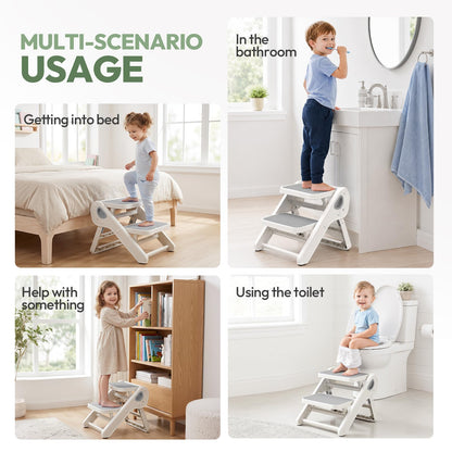 Foldable Toddler Step Stool for Bathroom Sink, Toilet, Bedroom, Kitchen – Non-Slip, Space-Saving