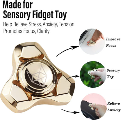 FREELOVE Metal Fidget Spinner, Stainless Steel Heavy, Long Spinning Toys, Cool Silent, Small Mini