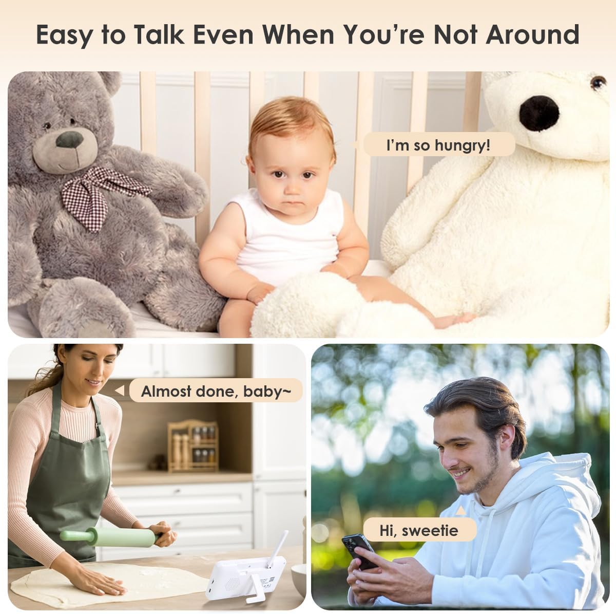 Baby Monitor with Camera and Audio, 1080P Baby Camera Monitor WiFi Smartphone App Control Night