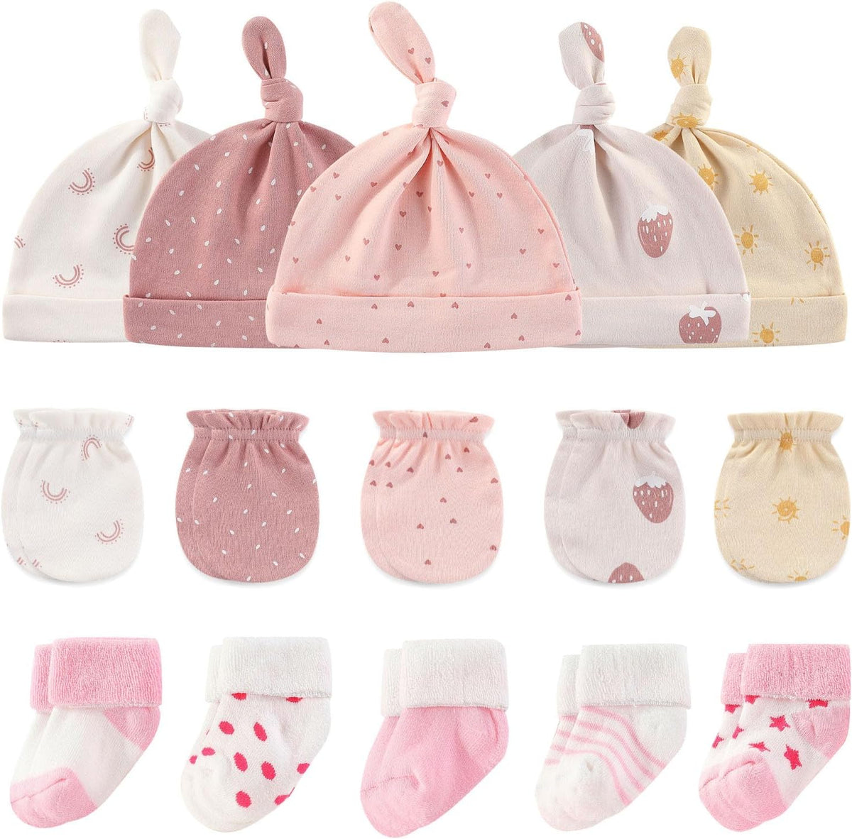 Baby Hats Mittens and Socks Set Cotton Newborn Hat Beanie Soft Infant Girls Boys Caps Gloves 0-6