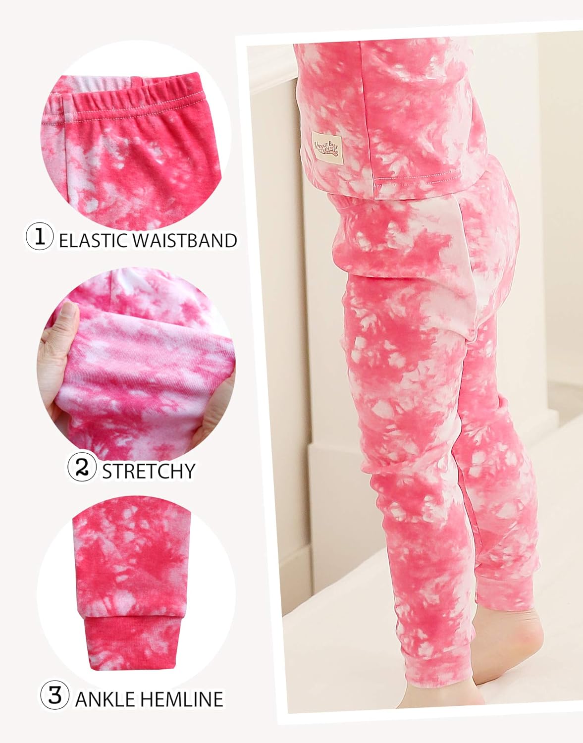 VAENAIT BABY 12M-12Y Toddler Kids Boys Girls 100% Cotton Marbling Tiedye Sung Fit Sleepwear Pajamas