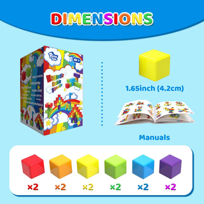 Magnetic Building Blocks Large, 1.65 inch Magnetic Stacking Cubes for Toddlers, Sensory &