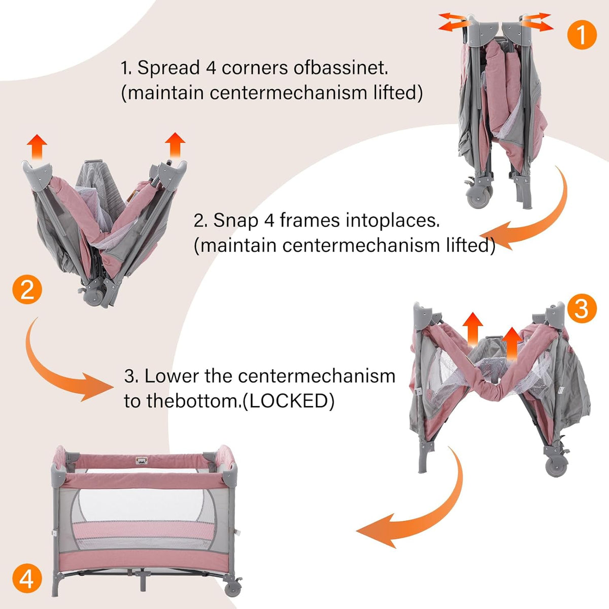 5 in 1 Baby Crib,Bedside Sleeper,Bassinet,Pack and Play with Bassinet and Changing Table,Portable