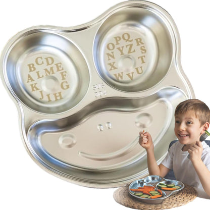 Stainless Steel Plates for Kids, Toddler Plate, Non Toxic Baby Dinnerware, BPA-Free Feeding Tray