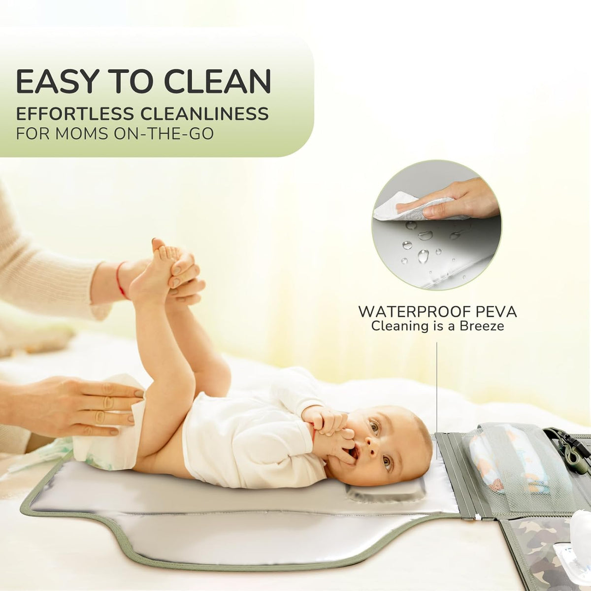Portable Diaper Changing Pad for Baby, Detachable Travel Changing Pad with Baby Wipes Pocket, Gifts