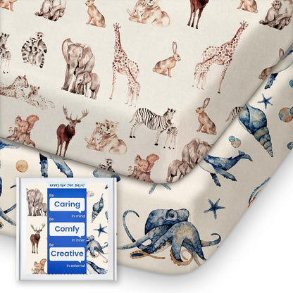 Graco Pack and Play Fitted Sheets - 2 Pack Mini Crib Sheets, Hypoallergenic and Soothing, Premium
