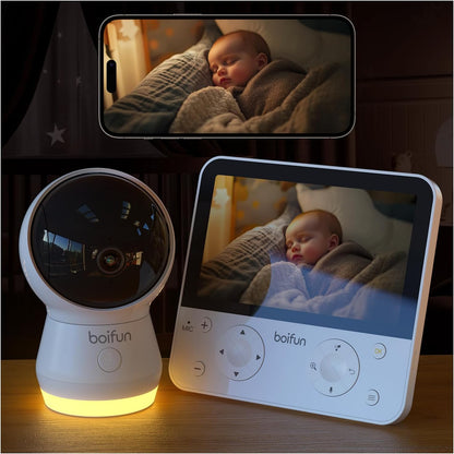 BOIFUN 5.5" AI 4MP Baby Monitor Pro Max: App (Wi-Fi) and Monitor (No Wi-Fi) Control, Upgrade AI