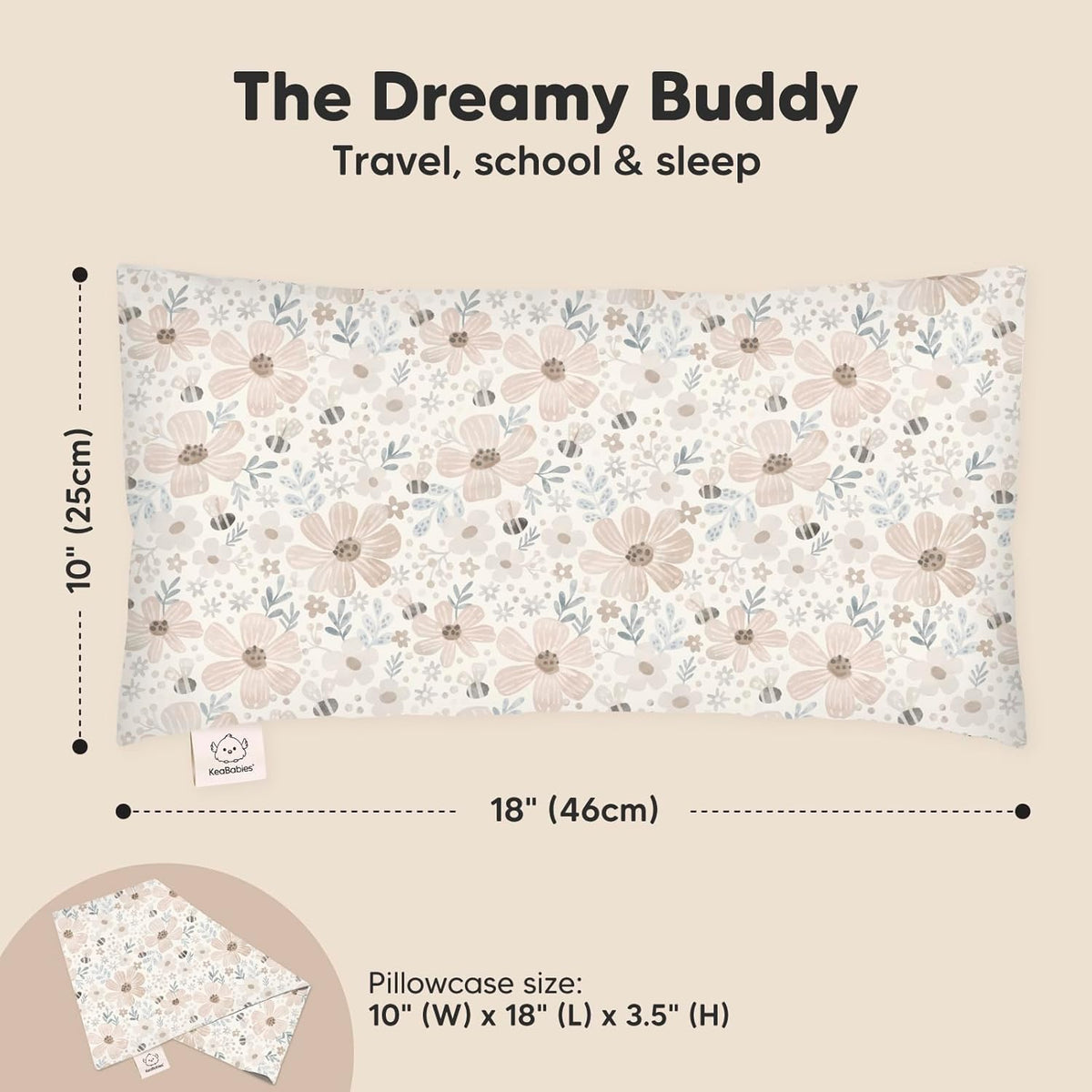 Toddler Pillow with Pillowcase - 10x18 My Little Dreamy Kids Travel Bed Pillows for Sleeping