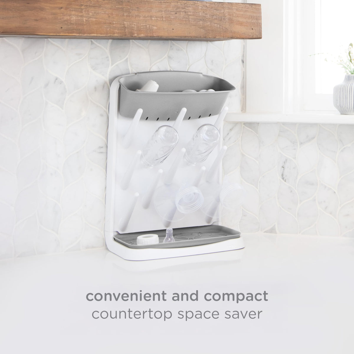 Ubbi Vertical Baby Bottle Drying Rack, Space Saving Countertop Bottle Dryer