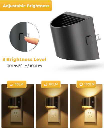 L LOHAS LED Night Lights Plug into Wall 2 Pack, Dusk to Dawn Sensor Nightlight, Brightness