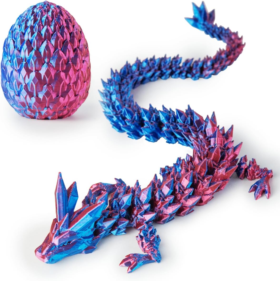 3D Printed Dragon in Egg, Beautiful Flexible Crystal Dragon, Gifts for Adults and Kids (Laser