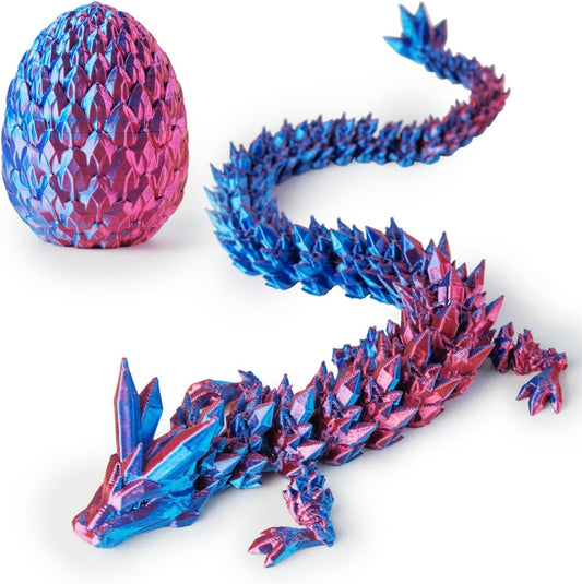 3D Printed Dragon in Egg, Beautiful Flexible Crystal Dragon, Gifts for Adults and Kids (Laser