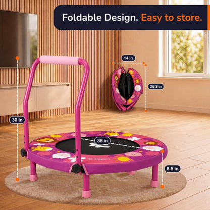 Happin® 36'' Toddler Trampoline Indoor, Foldable Mini Trampoline for Kids Ages 2-6, ASTM Certified