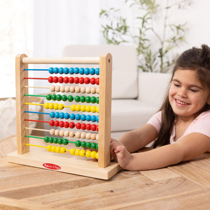 Melissa & Doug Abacus Classic Wooden Toy with 100 Beads - Preschool Learning Activities and Math