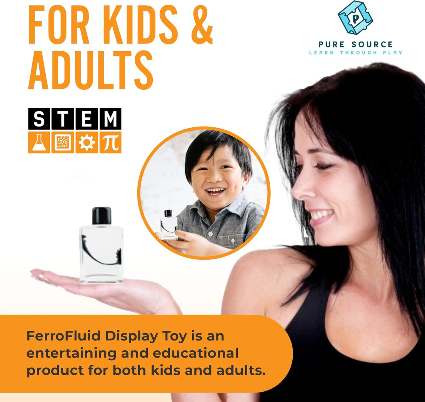 FerroFluid Display Toy Bottle – Ferro Fluid Liquid Metal STEM Toy, Magnetic Desk Toy with Neodymium