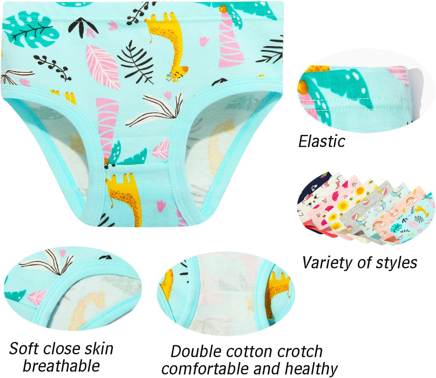 Girls' Cotton Brief Breathable Toddler Panties Kids Assorted Underwears 6-8 pieces
