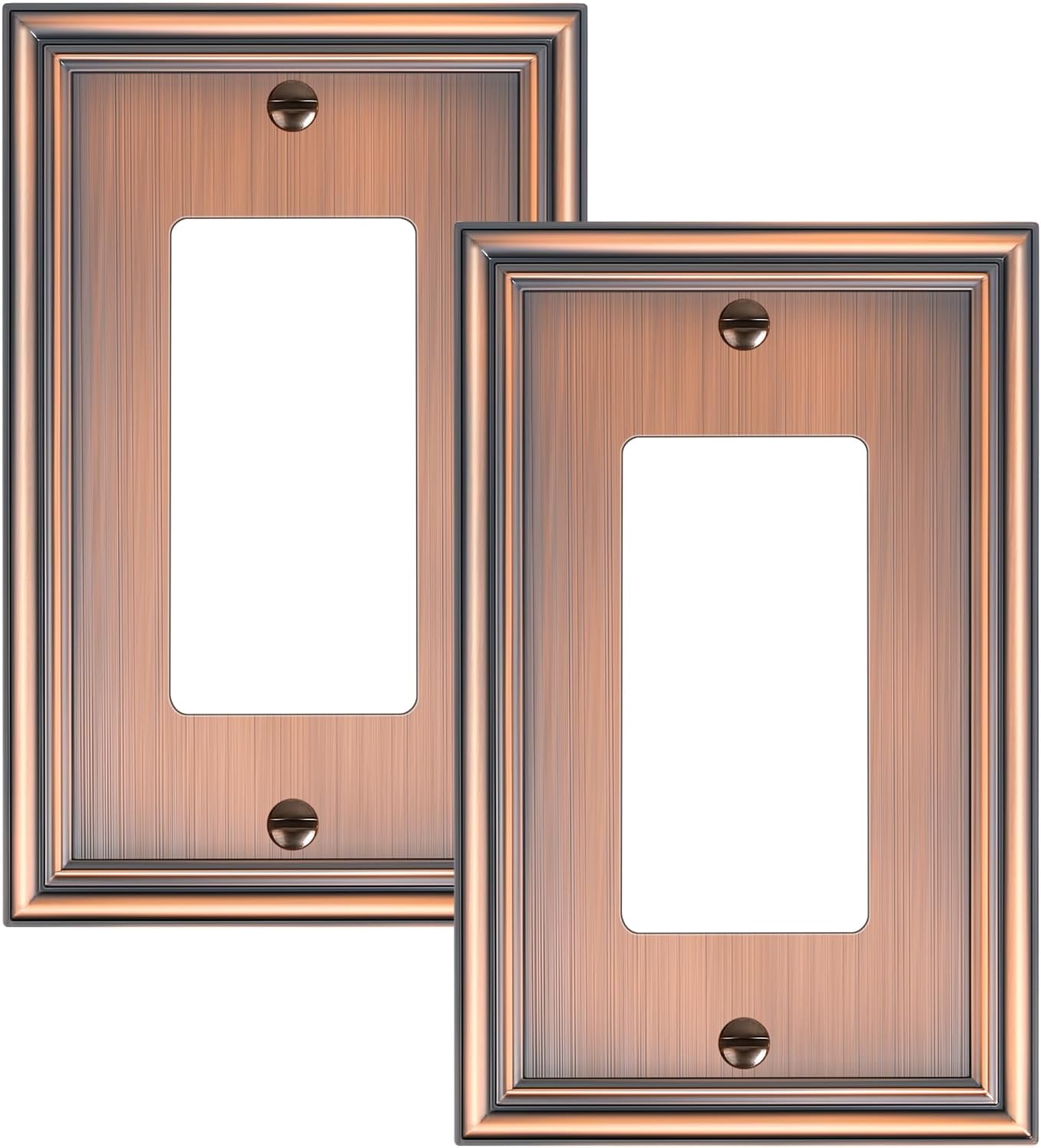 2-Pack Decorator Outlet Cover Plate, Antique Copper Decorative Switch Plates and Outlet Covers