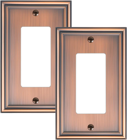 2-Pack Decorator Outlet Cover Plate, Antique Copper Decorative Switch Plates and Outlet Covers