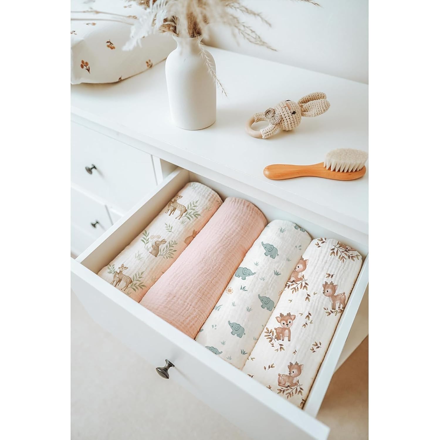 Konssy Baby Blankets for Unisex Boys Girls, Super Soft Nursery Minky Blankets with Muslin Cotton