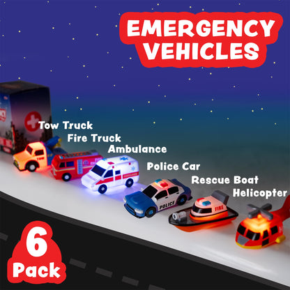 Tub Works® Emergency™ Cars Light Up Bath Toys, 6 Pack | Water-Activated Light Up Toys Flash &