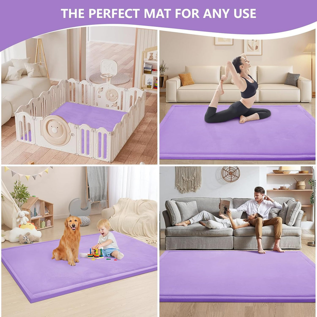 Baby Play Mat for Floor,1.3" Thick Memory foam Tummy Time Mat for