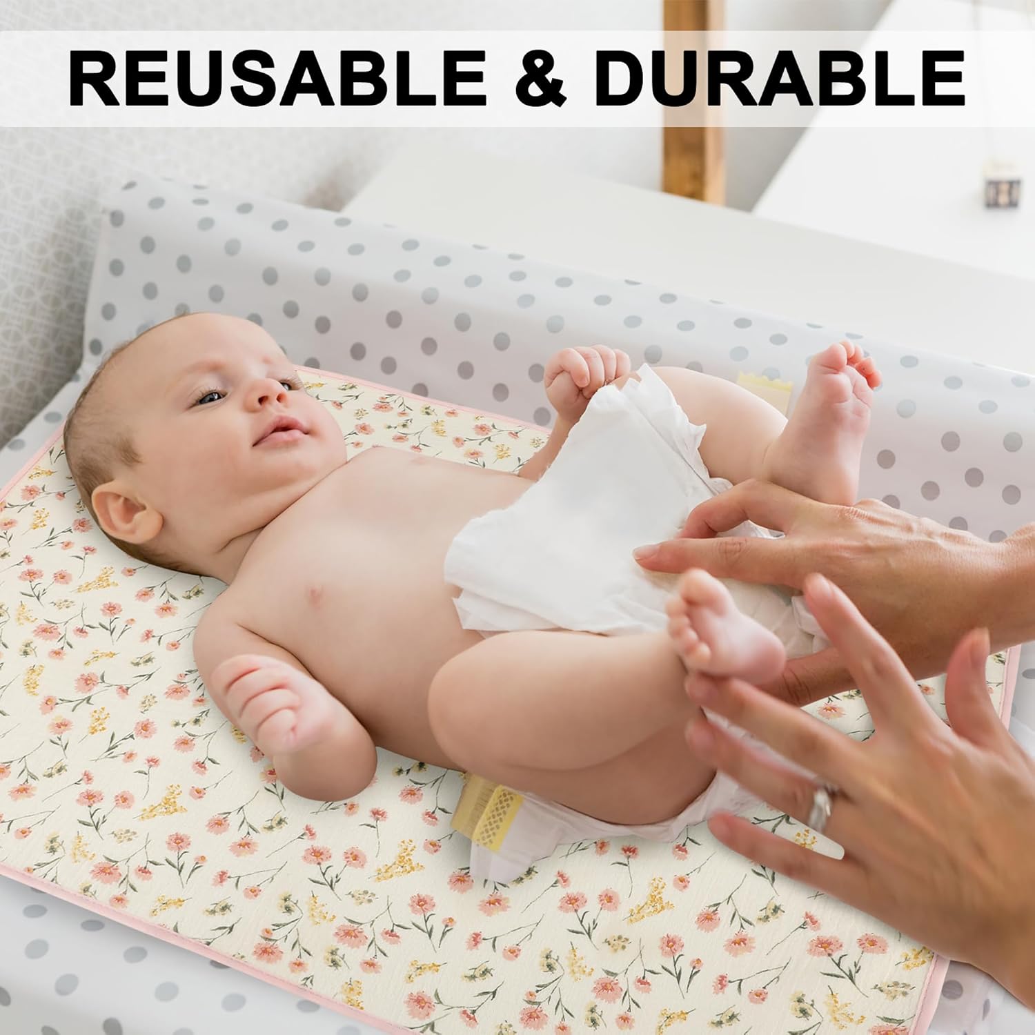 Baby Diaper Changing Pad, 19.7"x25.6" Waterproof Changing Pad Liners with 100% Muslin Cotton Front