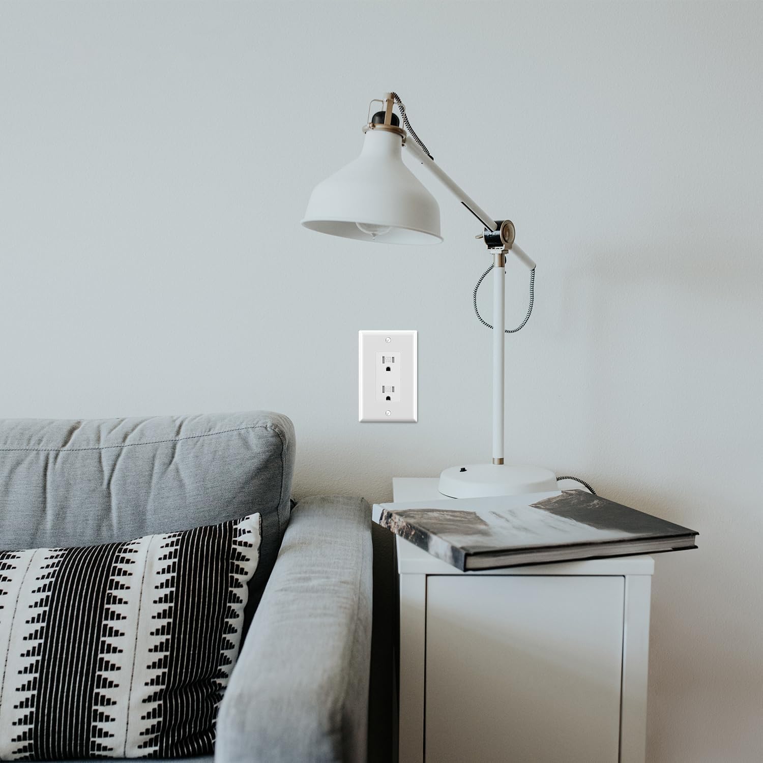 ELEGRP Decorative Receptacle Wall Plate, 1-Gang Mid Size Decorator Covers, Unbreakable