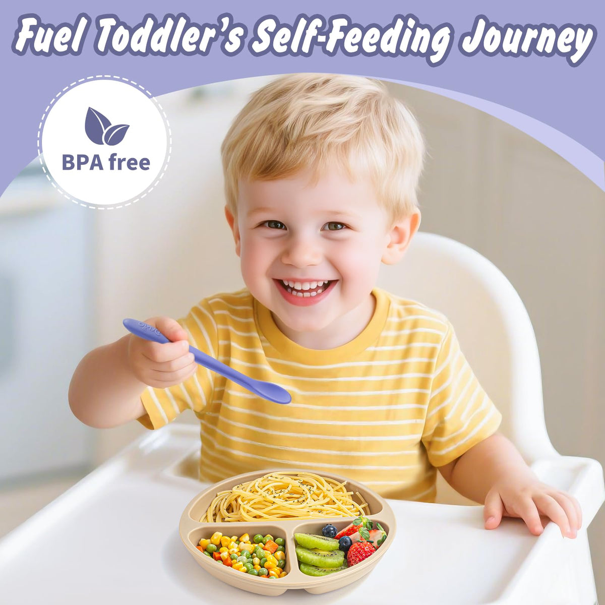 DRKIO 8 Pcs Silicone Baby Spoons Infant Utensils for First Stage Feeding