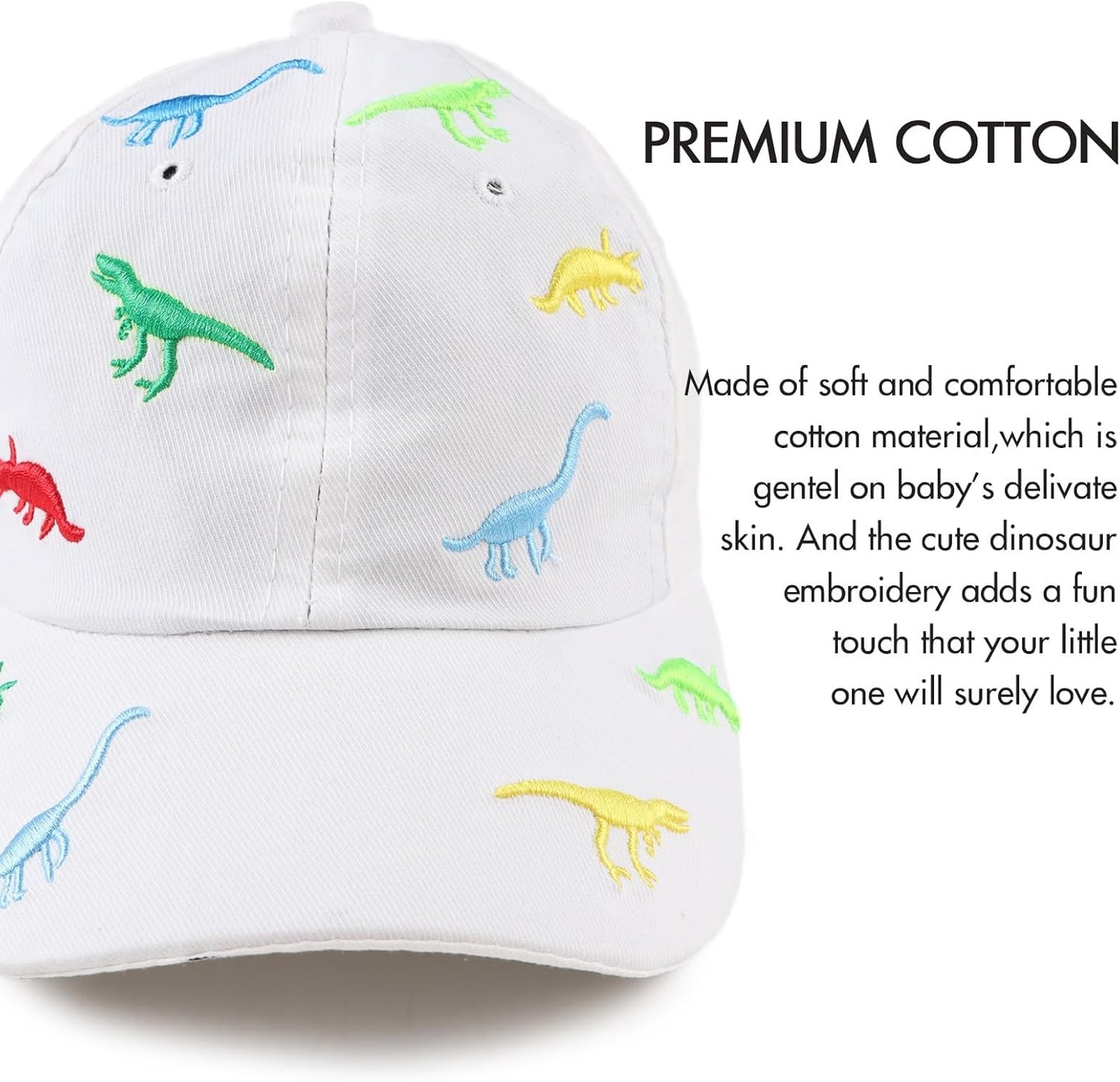 JANGANNSA Dinosaur Boys Girls Caps Embroidery Baby Baseball Caps Cotton Infant Toddler Kids Hat