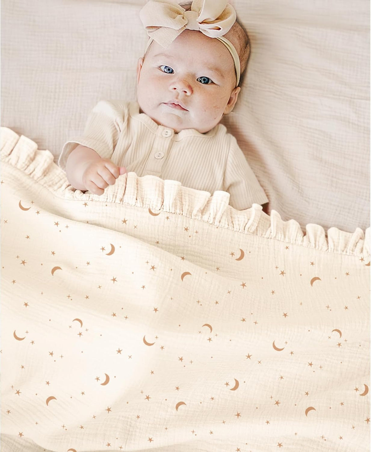 Konssy Flounce Muslin Baby Blankets, Cotton Crib Blanket for Baby Infant Toddler, Super Soft and