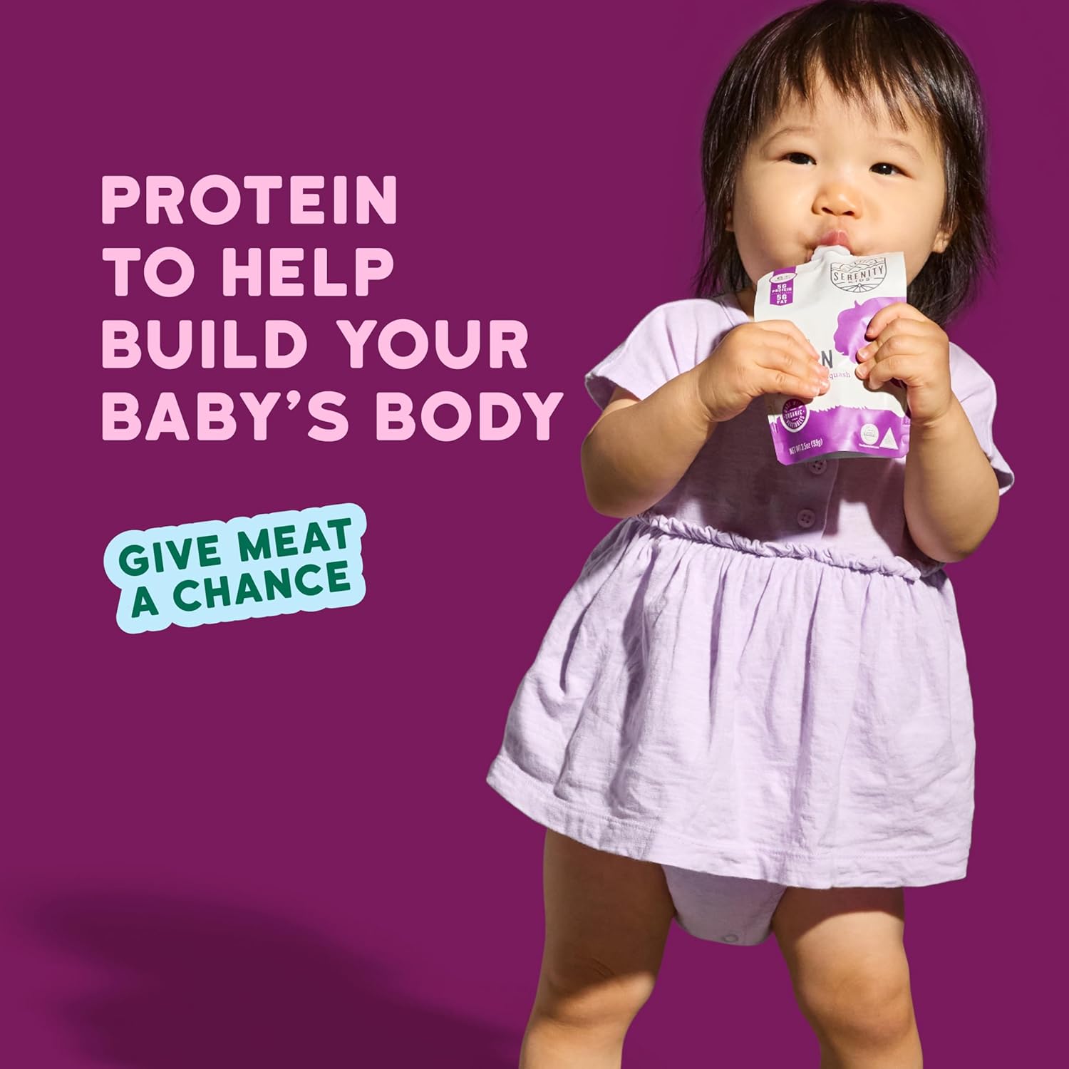 Serenity Kids 6+ Months Baby Food Pouches - Ethically Sourced Grass-Fed Bison & Organic Kabocha
