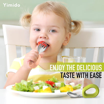 Toddler Utensils - Baby Forks and Spoons Set - Kids Stainless Steel Silverware - Children Safe