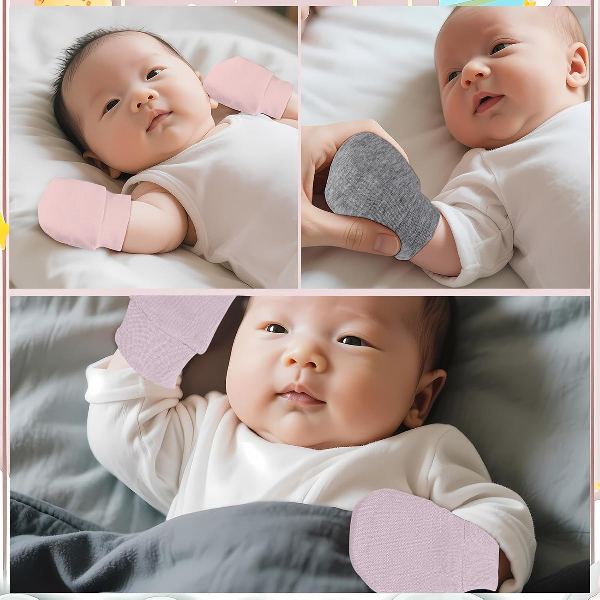 No Scratch Baby Mittens Newborn Infant Toddler Mittens Soft Elastic Wrist Gloves Mitten for 0-6