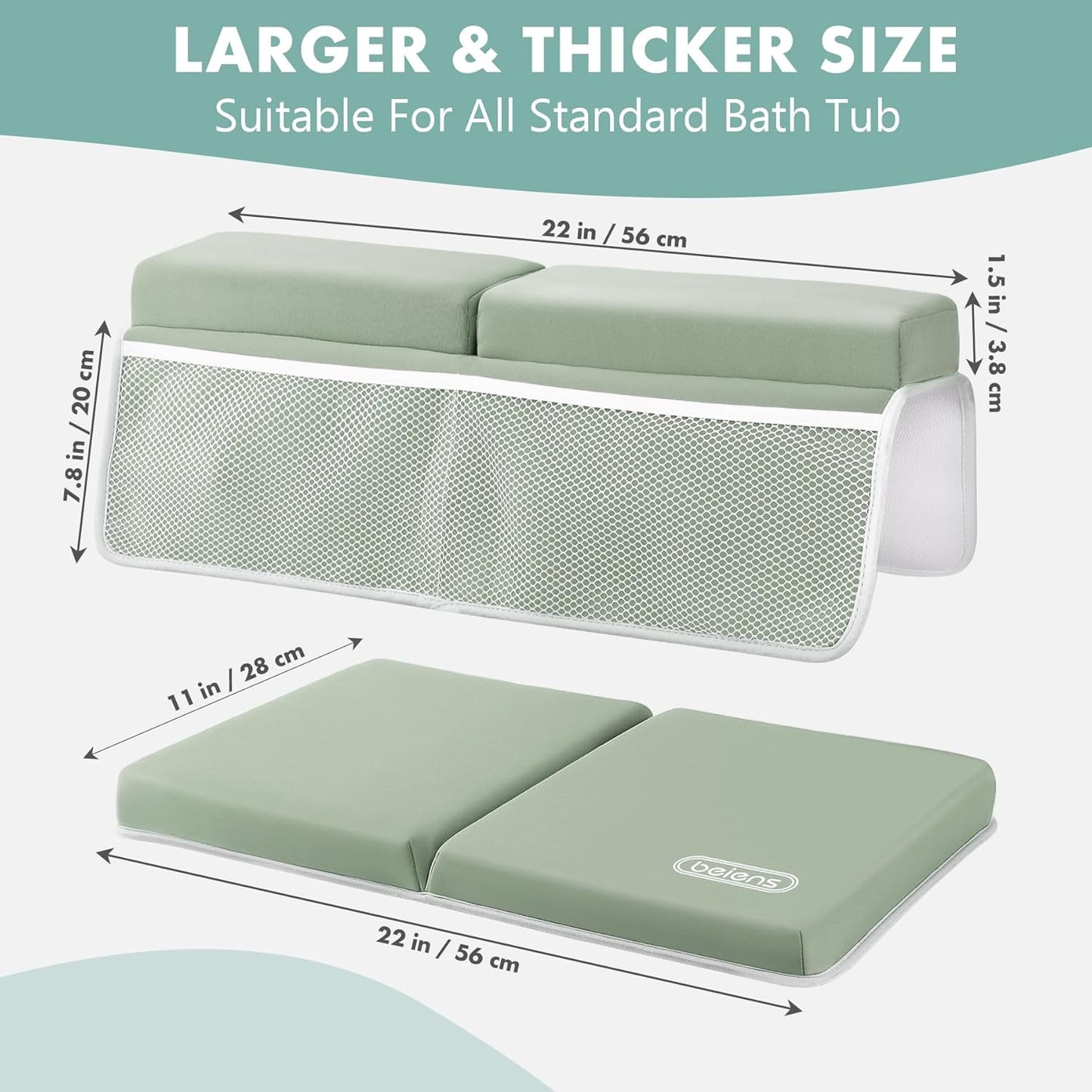 beiens Bath Kneeler and Elbow Rest Pad Set - 1.5'' Comfortable Thick Baby Bath Kneeler Pads, Quick