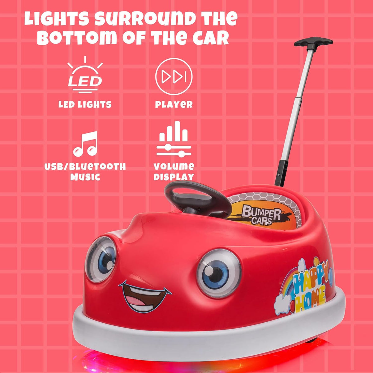 12V Dual Battery Electric Ride on Kids Bumper Car w/Remote Control,360 Degree Spin,Push Rod Rocker