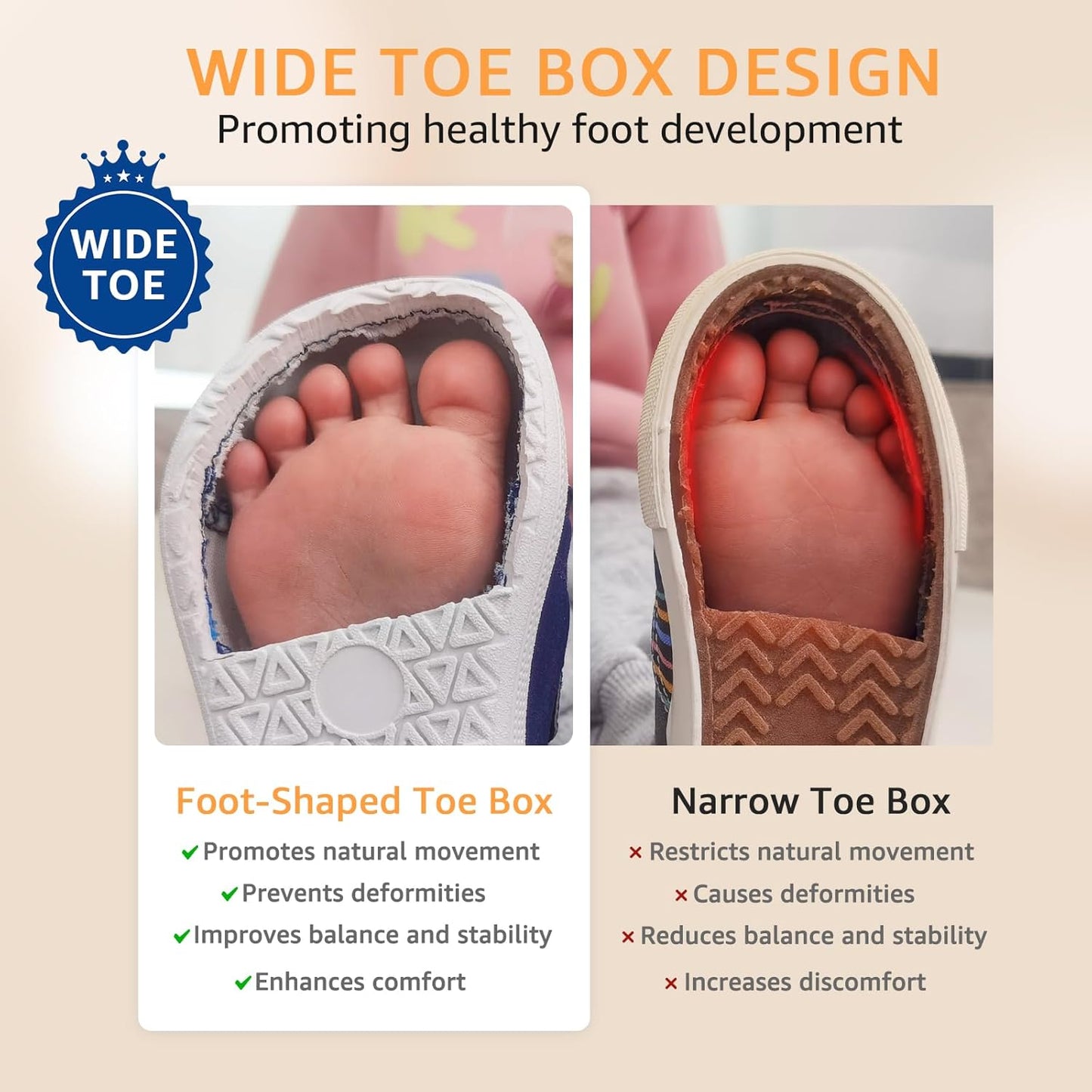 Toddler Wide Toe Box Barefoot Shoes Boys Girls Sneakers Kids Tennis Shoes Preschool Non Slip