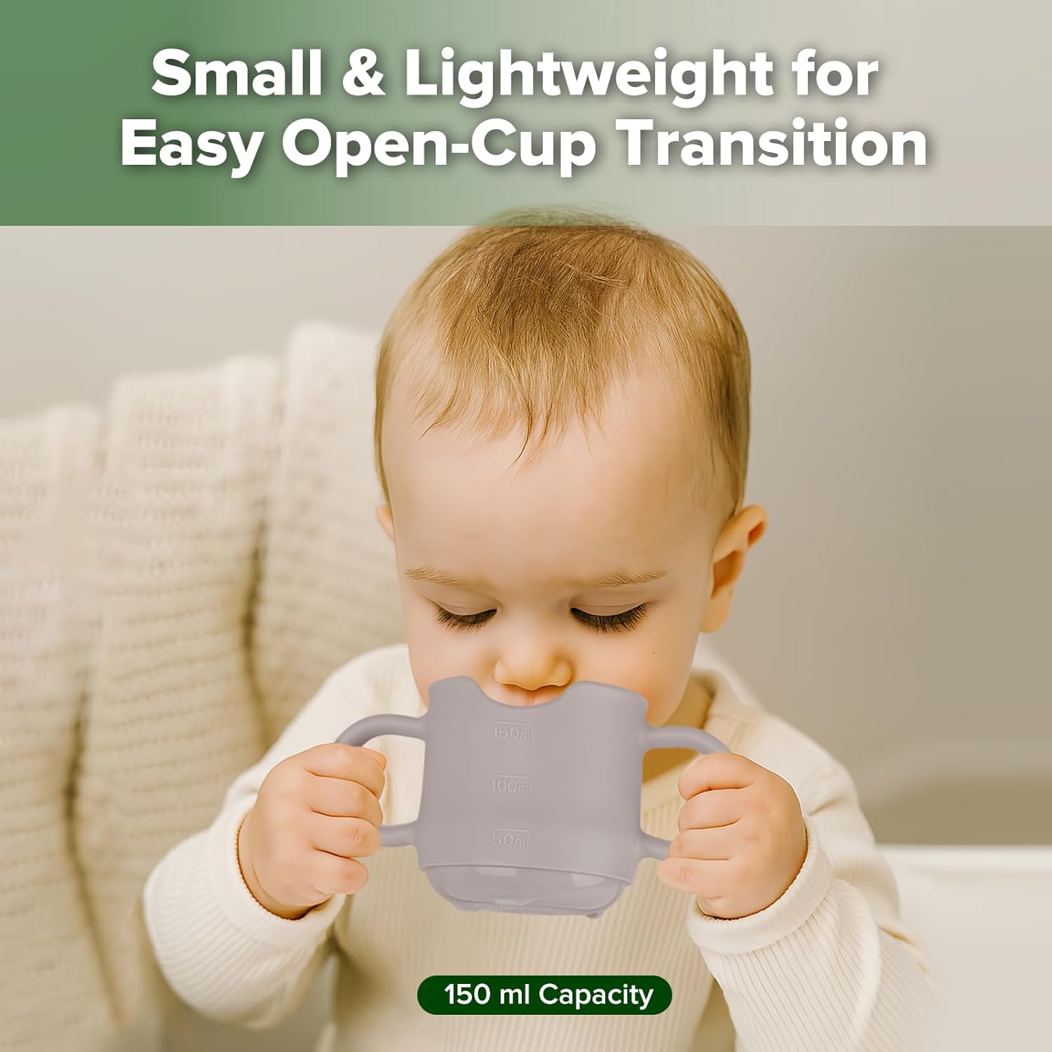 haakaa Silicone Toddler Cups, BPA Free Drop-Proof Training Open Cups for Baby 6 Months+, 5 Ounce