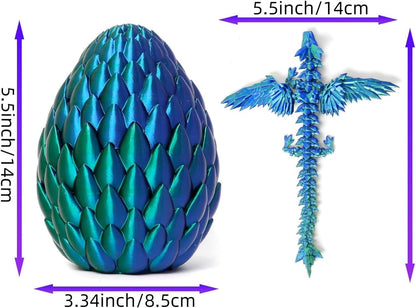3D Printed Dragon Egg, Flying Articulated Dragon in Eggs, Flexible Joints Home Decor Executive Desk