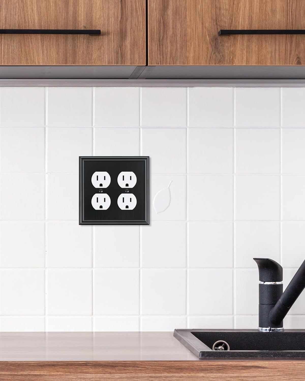 2-Pack Double Duplex Outlet Cover, Black Decorative Switch Plates and Outlet Covers for Electrical