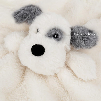 Dog Baby Security Blanket Soft Unisex Lovey Stuffed Animal with Satin Backing for Toddler Infant